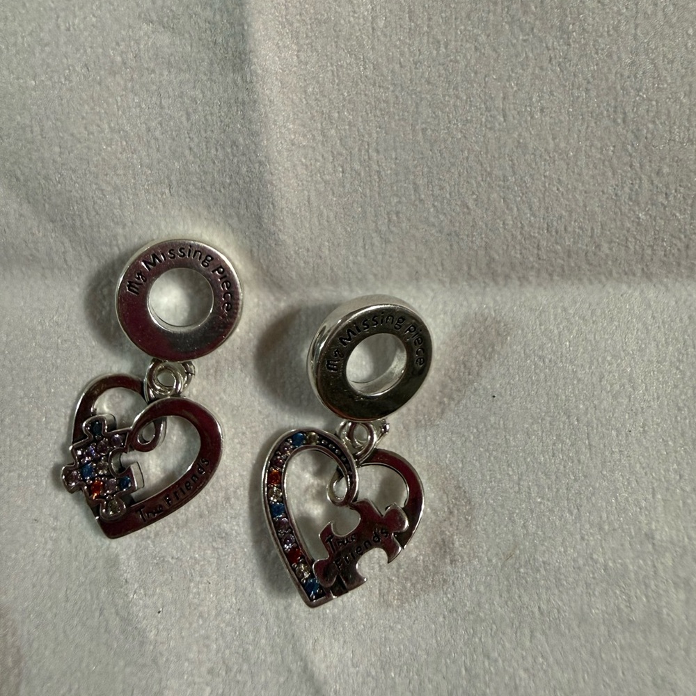 Pandora Silver Heart Puzzle Charm with Multicolor Stones - Picture 6 of 6